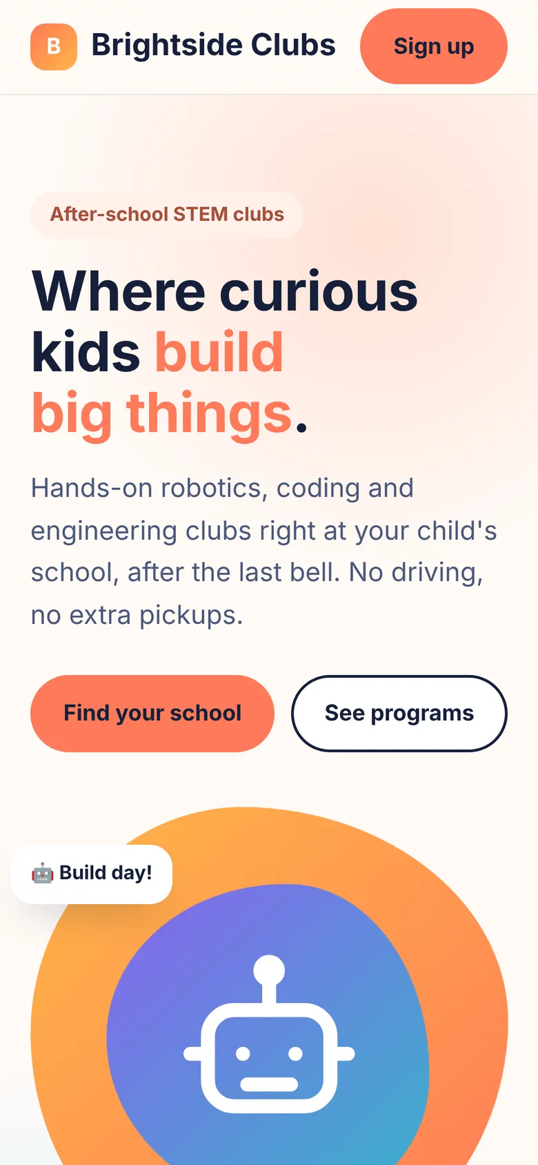 The same sample website on a phone